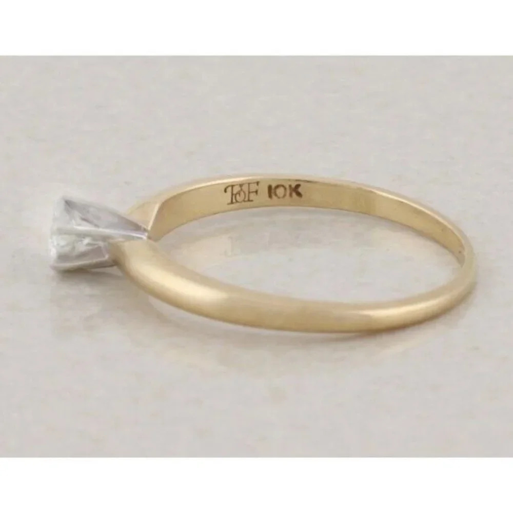 10k Yellow Gold .25 Carat Diamond Solitaire Engagement Ring Size 8 1/4 - Picture 8 of 9